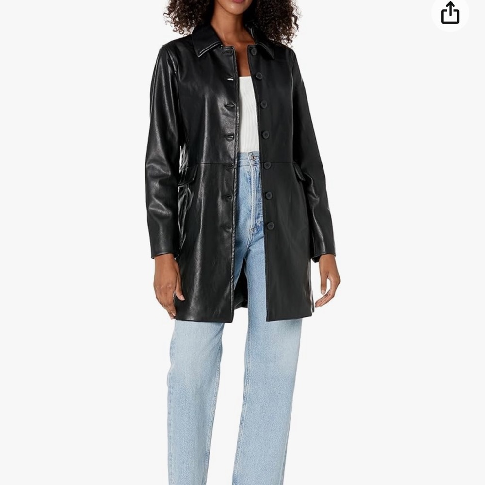 BLANK NYC Vegan Leather Shacket Black NWT